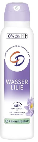 CD Deo-Spray 'Wasserlilie', 1 x 150 ml, Deodorant ohne Aluminiumsalze, langanhaltender Schutz für 24 h, für empfindliche Haut geeignet, vegane Körperpflege