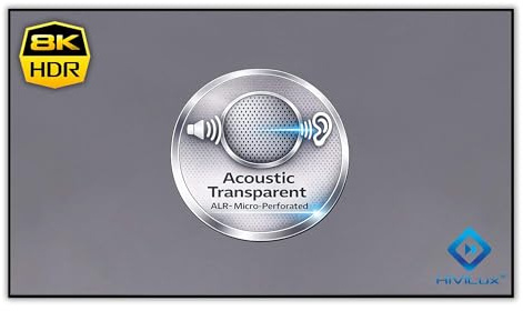 HiViLux® Ultra tunn noll ALR akustisk ramCanvas hög kontrast duk: HiViGrey Cinema 5D MP HDR akustisk transparent mikroperforerad gain= 1,25/kantlös/inte för UST (16:9 120 tum bild: 265 x 149 cm)