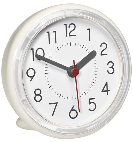 TFA Dostmann Analoge Badezimmer Uhr, 60.3055.02, für das Badezimmer, wasserabweisend, ohne Bohren befestigbar, mit Saugnäpfen, Kunststoff, 10,2 x 5,5 mm, Cremeweiß