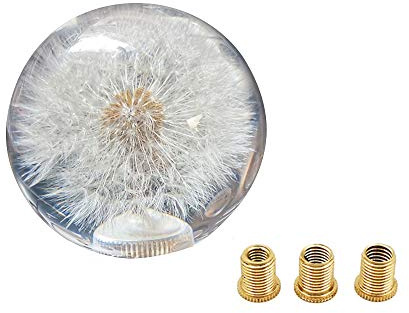 Sakali Gear Shift Knob Crystal Ball with Dandelions Flowers Car Shift Knobs Gear Shifter Knob with 3 Adapters fit for Most Manual Transmission or Automatic Transmission Without Lock Button