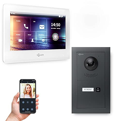 Goliath Hybrid - IP | Full-HD Video Türsprechanlage | App | 1-Fam | 1 x Full-Touchscreen 7 | Aluminium Unterputz Türstation | + Blanko Modul | 180° Ultra-Weitwinkel | AV-IPS-671