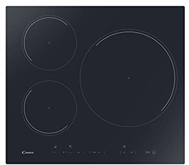 Candy CI633DC, Placa Inducción, 3 Zonas, 60CM, 9 Niveles de Potencia, 7,1KW, Mandos Independientes, Temporizador, Bloqueo de Seguridad, Indicador de Calor, Alerta Sobrecalentamiento y Derrames, Negro