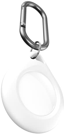 KeyBudz Secure Dock, Apple Airtag Anhänger aus Silikon mit Karabiner weiß (2 Stück)