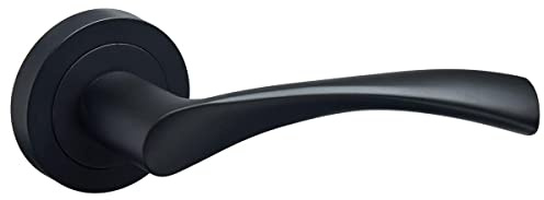 Designer Levers Marvel Lever on Rose Door Handle, Matt Black, 1 Pair | For interior doors; fixings included; contemporary design- matt black.