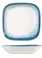 H&H Jupiter Set 6 Piattini Quadri in Porcellana, 10cm, Design Moderno, Elegante, Sfumature Blu