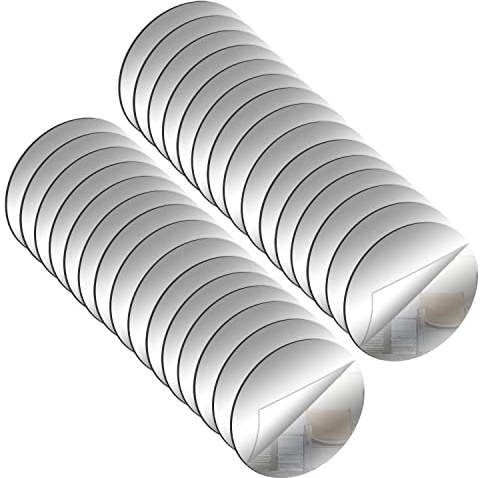 DARENYI 30 Stück Spiegel Rund 5cm Acryl Wandspiegel Spiegelfliesen Selbstklebend DIY Wandspiegel Dekospiegel für Wand Schule Zuhause Wohnzimmer Schlafzimmer