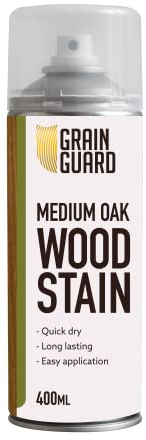 GRAIN GUARD Wood Stain Aerosol | Medium Oak | Water Based Stain| Easy Spray Application | Quick Dry | 400ml