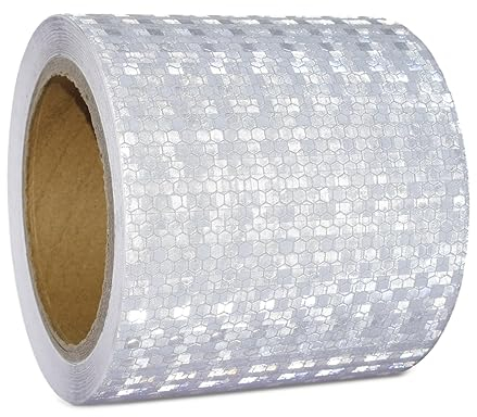 XFXIA Reflektierendes Klebeband Weiß 10 cm x 10 m wasserdicht reflektierendes Klebeband selbstklebendes Warnband Sicherheitsband prägnantes Warnband für Fahrzeuge Autos Anhänger Outdoor