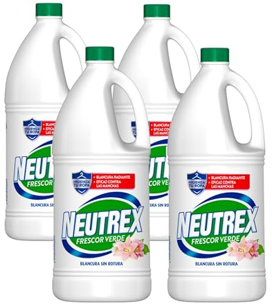PoliChollo Neutrex Lejía Frescor Verde 1900 ml - Pack Ahorro de 4 - Desinfectante Potente con Aroma Fresco, Ideal para Ropa y Limpieza del Hogar, Eficaz contra Manchas y Bacterias