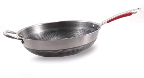 Induktionsstekpanna, Köksutrustning med Rund Botten Wokpanna Stora Stekpannor för Matlagning i Hemmet (32 cm/12,6 tum)