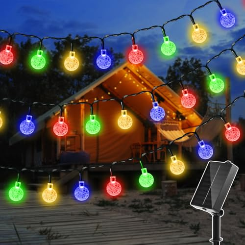 Ollny Solar Lichterkette Aussen wetterfest 8M 60 LED Bunt | IP65 wasserdicht Lichterkette Außen Solar mit 8 Modi, Solar Lichterkette Outdoor für Garten Terrasse Balkon Hochzeit