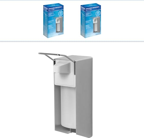 2x ARNOMED Desinfektionsspender Aluminium, Seifenspender kurzer Armhebel für 500ml, Seifenspender zur Wandbefestigung, Eurospender für Desinfektionsmittel, Soap Dispenser, Desinfektionsmittelspender