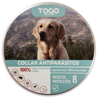Collar Togo Antiparasito contra Pulgas, Mosquitos y Garrapatas para Perros y Gatos Control Antiparasitario 8 Meses de Protección Collar Antipulgas para Perros