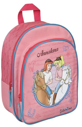 Kindergartenrucksack Bibi & Tina Mädchen - Personalisiert mit Name - Set Pferde Kinderrucksack