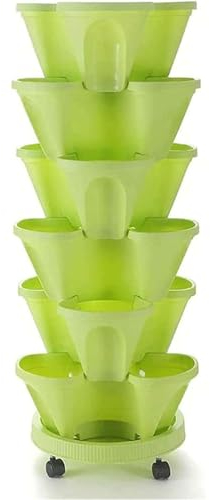 MAYFABD Pflanzturm mit Stapelbaren Pflanzgefäßen 3-Stöckiger Vertikaler Garten für Gemüse Erdbeeren Kräuter und Blumen Geeignet für Innen und Draußen Garden Patio Plants Weatherproof,F,6pcs