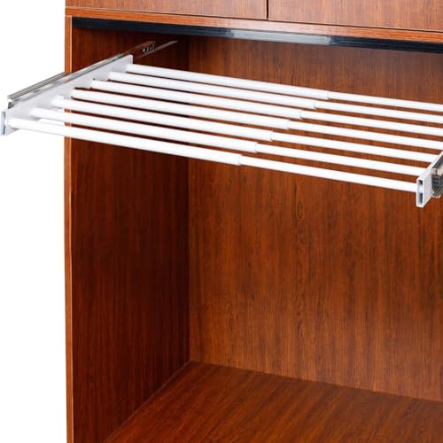 Home in Bold Space Saving Under Cabinet Drying Rack - Hidden Drying Rack for Laundry, 21-32 Expandable Metal Clothes Drying Rack - Ideal for Cabinets, Small Spaces, Apartments, Dorms