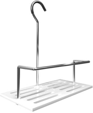 KOVVN Mensola per doccia da appendere senza foratura, supporto per doccia in acciaio inossidabile e acrilico, per doccia e shampoo, regolabile, colore: bianco