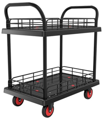 YCOVSFP 2-stufiger Werkzeugwagen Mit Rollen, 150 Kg Schwerer Werkzeugwagen Mit Rädern, Allzweckwagen, Werkzeugaufbewahrungs-Organizer for Lager, Garagen Und Werkstätten(Black)