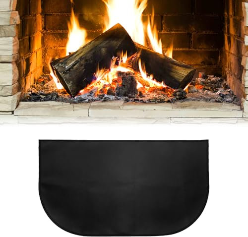 YANGUN Hearth Rugs for Fireplaces, Fireproof Fireplace Mat, 102 x 50CM Flame-Resistant Pad Fiberglass, Fire Retardant Hearth Pad for Fireplaces Hearth,Fire Pit,Heaters,Stove Indoor Outdoor (Black)