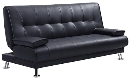 Vente-unique - Schlafsofa 3 Maxime - Kunstleder - schwarz