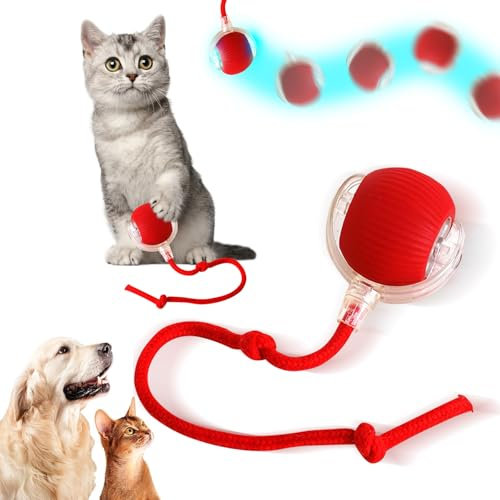 Interaktives Katzenspielzeug Katzenball Selbstbeschäftigung Elektrisch Ball Wiederaufladbar Hundespielzeug Chewie Rolling Ball Automatischer Rollball Interaktiver Spielball mit Schwanz für Katzen