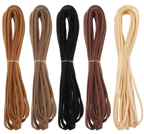 ZEYIYER 5 Colors Leather Necklace Cord Leather String, 5m Leather Rope Nec Klace Rope Suede Cord Leather String for DIY Crafts Jewelry Making