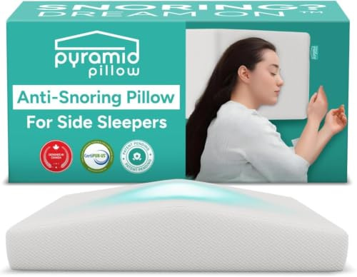 Pyramid Pillow - The Original Anti-Snoring Pillow for Side Sleepers, Snoring Solution and Remedy, Patent-Pending Stop Snore Aid with Memory Foam, Snore Stopper, Anti-Snore Pillow, Anti-Snore Devices