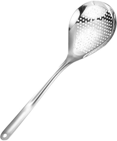 GRIRIW Cuchara De Filtro De Acero Inoxidable 201 Para Colar Alimentos Fritos, Utensilio De Cocina Resistente y Seguro, Adecuado Para Hogar y Restaurantes, Diseño Orificios Para Escurrir y Colgar