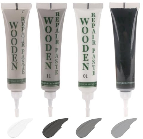 Kit di riparazione per mobili in legno, stucco per legno, bianco, nero, grigio, kit di riparazione per pavimenti in laminato per graffi, crepe, fori/macchie e ritocchi naturali, soluzione di