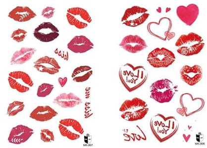 Lip Tattoo Temporary Tattoo – Waterproof Self-Adhesive Tattoos Sticker for Kids & Adults, Skin-Friendly & Easy to Remove, Set of 6 Kiss Designs, Fun Body Art for Parties, Festivals & Cosplay