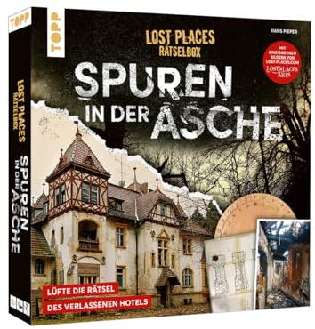 Lost Places Rätselbox – Spuren in der Asche: Ein Krimi-Rätsel für Zuhause. Lüfte die Rätsel des verlassenen Hotels. Mit authentischen Fotos realer Orte und authentischem Beweismaterial