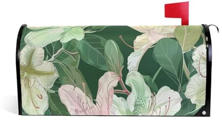 Illustration Azalea Dark Green Decorative mailbox wraps for mardi cute easter mailbox covers magnetic standard size Caja de correos 18 x 21 Inch