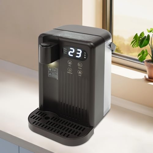 Dispensador eléctrico de agua caliente para beber fuente de agua oficina hogar caliente y fría máquina de beber mesa negra 18,5 x 24 x 30 cm 2200 W