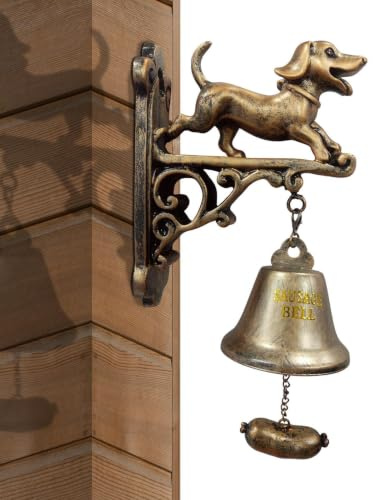 Dekorative Türglocke Mit Dachshund-Form – Rustikale Metall Haustürglocke Für Garten, Terrasse & Eingang – Lustige Hund Forms Klingel – Wetterfeste Outdoor Deko Glocke Mits Klarem Klang