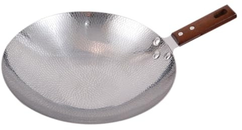 Hemobllo Poêle Wok Inox 22 Cm Poignée Bois Antiadhésive Cuisson Polyvalente Pour Fruits De Mer, Écrevisses Et Plats Mijotés Usage Domestique Et Professionnel