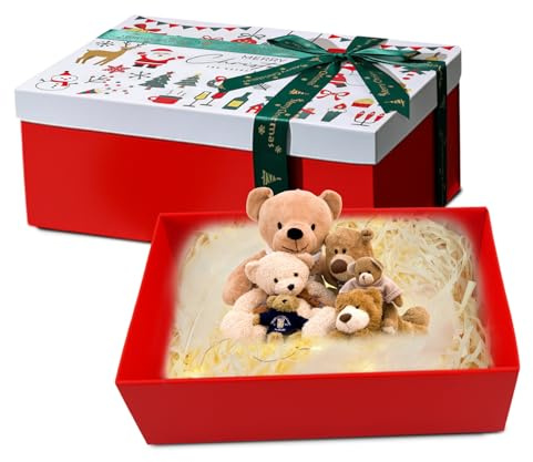 Himissy Scatola Regalo, Scatola Regalo con Coperchio, Scatole per Regali, 29 x 21,5 x 10,5cm Nero, Pieghevole con Coperchio Nastro e Biglietto per Compleanno Matrimonio Natale Anniversario