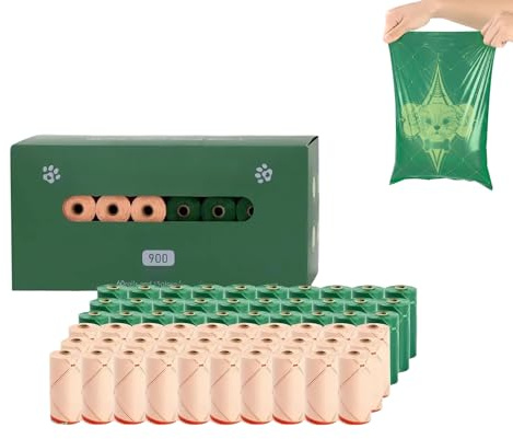 Tuxxjzm Sac à déjections canines - 60 rouleaux - Anti-fuite - Avec distributeur - Sacs à déjections canines - Pour promener en plein air, voyage, camping, appartement