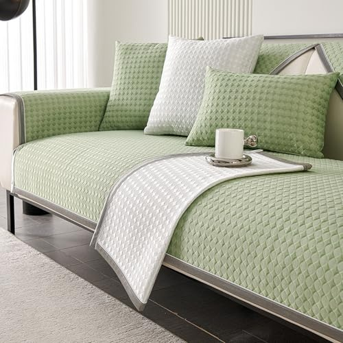 LLIDDAMES Sofa Überzug Vintage Sofabezug Weiche rutschfest Sofaschoner Eisseide 1/2/3/4 Sitzer Couch Überzug Sofaüberwürfe Couch Schoner Auflage für U Form L Form Sektionssofa(Green,70 * 120cm)