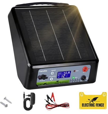 FarmNix 32KM Solar Weidezaungerät 0.3J-2.0J 6KV-12KV Elektrozaungerät