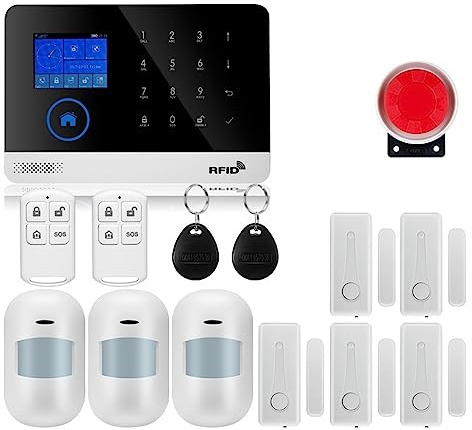 WiFi Alarm System For Home Burglar Security Smart House App Control 433MHz Wireless With Motion Sensor Camera Complete Alarm System(W2B Bundle 5)