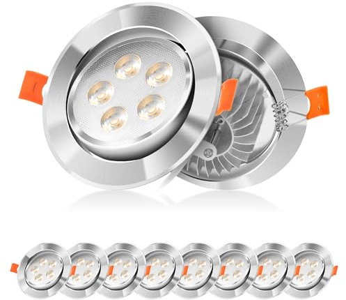 KLGFI LED Einbaustrahler 230V, 10er Set 85-95mm Lochmass 5W Warmweiß | Einbauleuchten Deckenspots, led spots flach, Einbauspots Schwenkbar für Wohnzimme Badezimmer