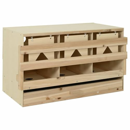 vidaXL Kiefernholz Massiv Legenest Hühnernest 3 Fächer für große Hühner Legenester Abrolllegenest Abrollnest Abroll-Legenest 96x40x45cm