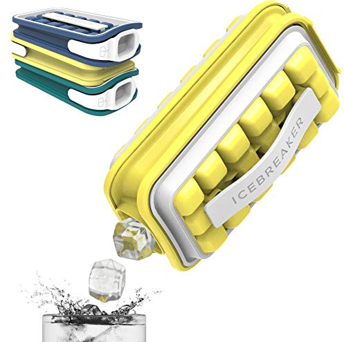 Icebreaker Pop Cubitera de Hielo - Molde de Cubos, Contenedor de Almacenamiento, Dispensador, Reutilizable, Aislado para Limitar Derretimiento, Sin BPA - 18 Cubos Grandes Congelados (Pale Lemon)