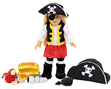 Playtime by Eimmie 18 Inch Pirate Doll Clothes & Accessories – Pirate Costume with Hat, Boots & Leggings – Fits American Girl, Our Generation & Other 18” Dolls for Girls
