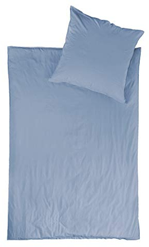 jilda-tex Bio-Bettwäsche Stone-Washed Renforce Lissabon 100% Bio-Baumwolle Knitterlook Stehsaum Bügelfrei Uni Leinen-Optik Bügelfrei Made in Green (Himmelblau, 135 x 200 cm)