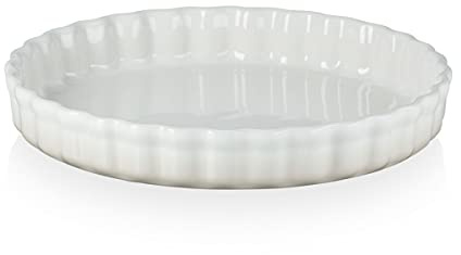 Le Creuset Heritage Fluted Flan Dish, Stoneware, 28 cm, 1.82 kg, Meringue, 71120287160001
