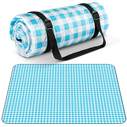 AOSTOK Picknickdecke Stranddecke Strandmatte Wasserdicht mit Tragegriff Outdoor Stranddecke für Camping, Picknick, Reise 200x150cm Blau