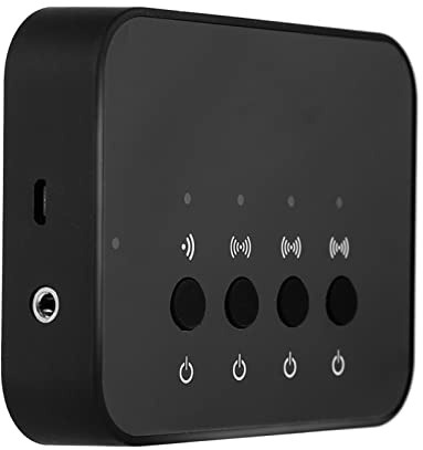 Bluetooth 4.0 Transmitter Sender Low Latency kabelloser Audio Adapter Splitter, Streaminggerät, Schwarz, 3,5 mm, Kabelgebunden, Kabellos, Stereo, Audioadapter, 3 Ausgänge
