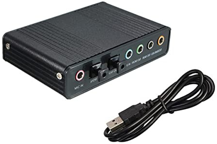 Graootoly Tarjeta de sonido óptica USB 6 canales 5.1 convertidor de tarjeta de sonido de reverberación externa 48Khz tasa de muestreo soporte Win7 negro