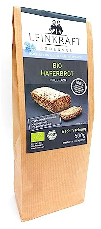 Bio Haferbrot Glutenarm DIE Brotbackmischung mit Leinmehl Vollkorn Lower Carb von Leinkraft Bodensee Set 5X500g